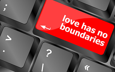 Image showing Wording love has no boundaries on computer keyboard key