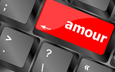 Image showing Computer keyboard with amour word on enter button