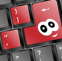 Image showing Computer keyboard with smile key - holiday concept