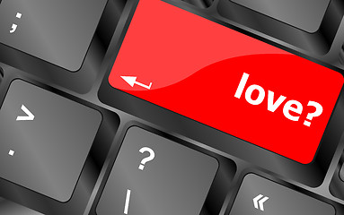 Image showing love with question sign red button word on black keyboard