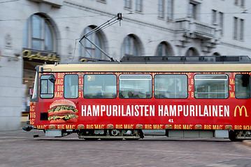 Image showing Moving HSL Tram with Big Mac Advertisement