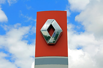 Image showing Sign Renault against Blue Sky with Clouds