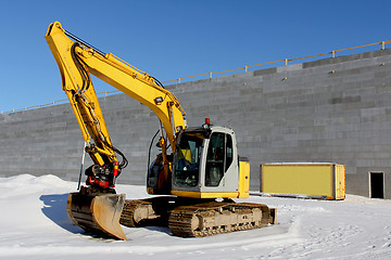 Image showing Excavator on a Construction Site in Winter