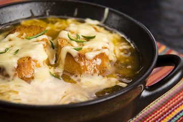 Image showing French onion soup with ingredients