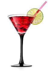 Image showing Red cocktail with lime