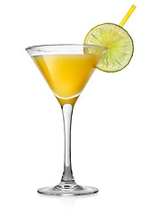 Image showing Yellow cocktail with lime