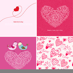 Image showing Set of four Happy valentines day backgrounds.
