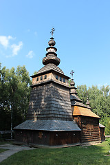 Image showing nice wooden church in village of Western Ukraine