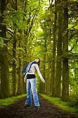 Image showing Girl jumping in the nature