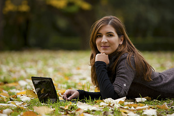 Image showing Woman working with a laptop