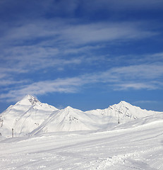 Image showing Ski slope in winter mountains