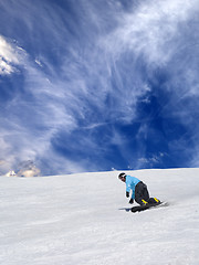 Image showing Snowboarder on ski slope