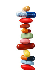 Image showing Stack of pills and capsules