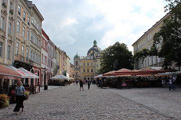 Image showing street in Lvov with cozy caffe