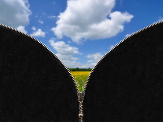 Image showing Zipper and rural spring landscape