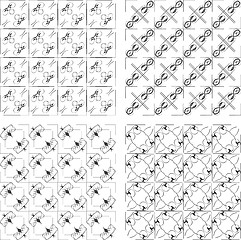 Image showing Set of monochrome geometric seamless patterns