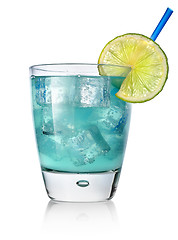 Image showing Blue cocktail with lime