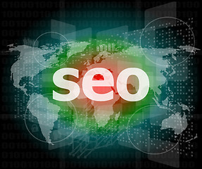 Image showing The word seo on digital screen, it concept