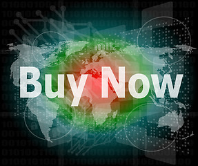 Image showing The word buy now on digital screen, business concept