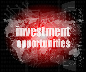 Image showing Business concept: words investment opportunities on digital screen, 3d