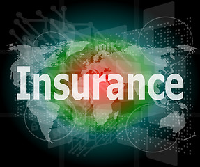 Image showing The word insurance on digital screen, business concept