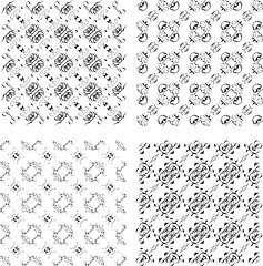 Image showing Set of black and white geometric seamless patterns. background