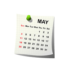 Image showing 2014 paper calendar for May