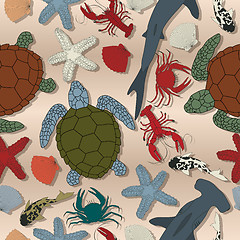 Image showing Sea life seamless pattern
