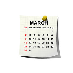 Image showing 2014 paper calendar for March