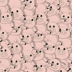 Image showing Seamless pattern with funny pigs