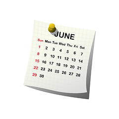 Image showing 2014 paper calendar for June