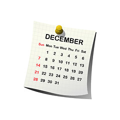 Image showing 2014 paper calendar for December