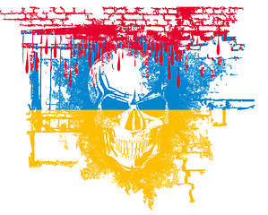 Image showing Human Skull With Ukrainian Flag