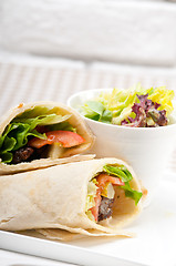 Image showing kafta shawarma chicken pita wrap roll sandwich