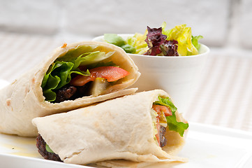 Image showing kafta shawarma chicken pita wrap roll sandwich