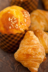 Image showing fresh baked muffin and croissant mignon