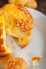 Image showing fresh baked muffin and croissant mignon