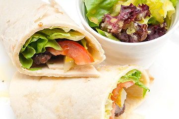 Image showing kafta shawarma chicken pita wrap roll sandwich