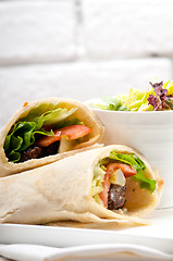 Image showing kafta shawarma chicken pita wrap roll sandwich