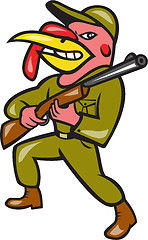 Image showing Turkey Hunter Carry Rifle Shotgun Cartoon