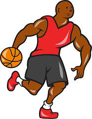 Image showing Basketball Player Dribbling Ball Cartoon