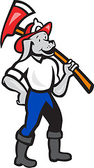 Image showing Dog Fireman Firefighter Fire Axe Cartoon