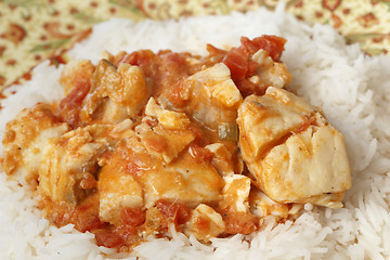 Image showing Fish curry meal closeup