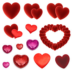 Image showing set of many isolated red hearts