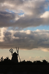 Image showing Old wind mill Island of Fanoe in Denmark