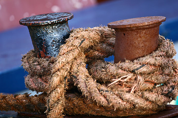 Image showing Rope on a boat Island of Fanoe in Denmark