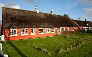 Image showing Old house with orange red walls. Island of Fanoe in Denmark