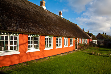 Image showing Old house with orange red walls. Island of Fanoe in Denmark