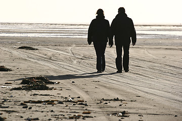 Image showing Couple at the beach Island of Fanoe in Denmark