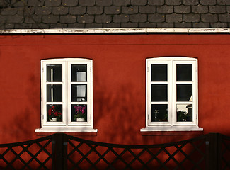 Image showing Window detail of a red house Island of Fanoe in Denmark